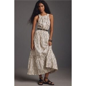 NWT Anthropologie The Somerset Maxi Dress Poplin Halter Edition Sz L Tiered